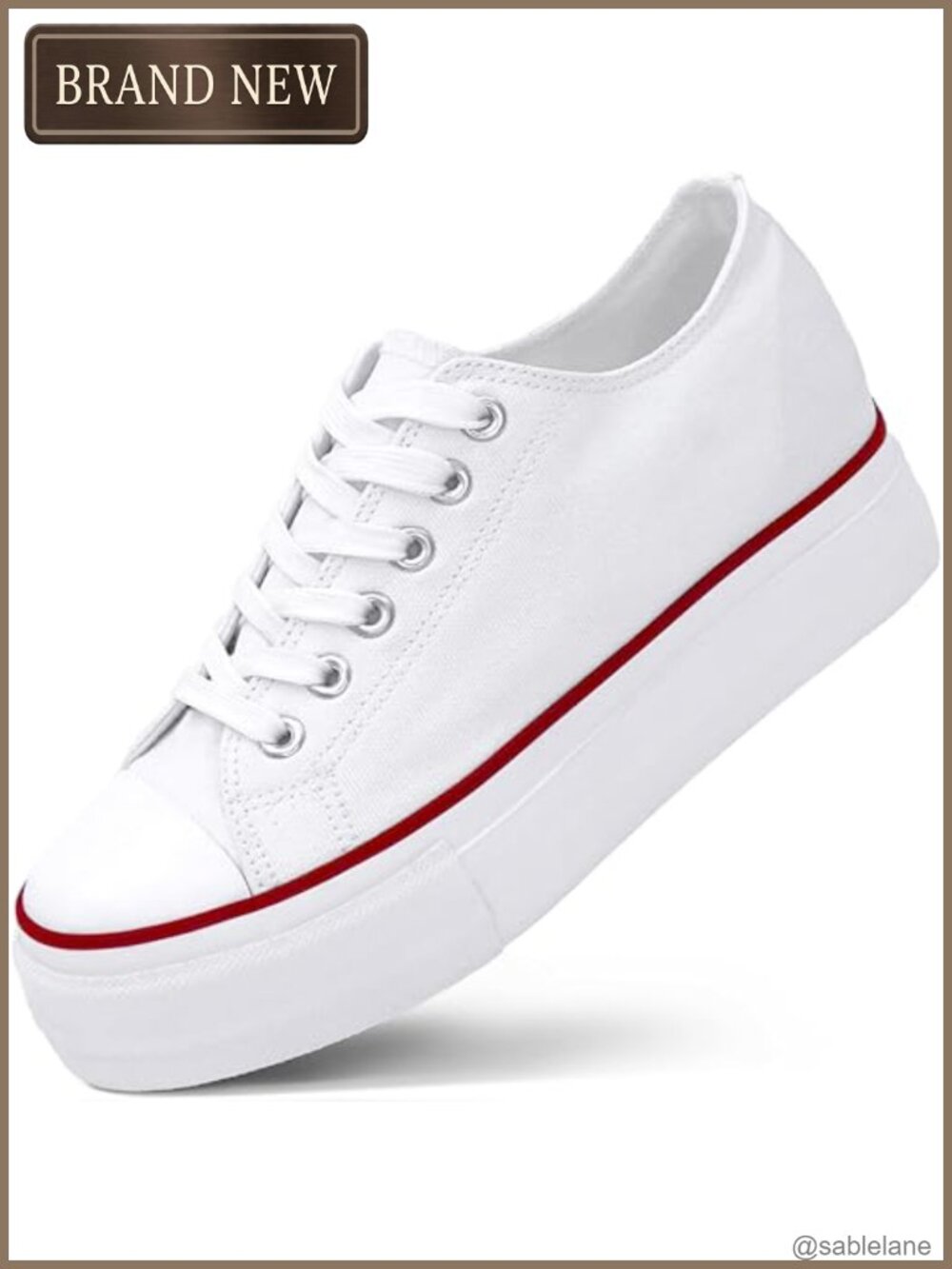 Hidden Wedge Platform Sneakers Height Boost 2-3-4 Inch Canvas Lace-Up